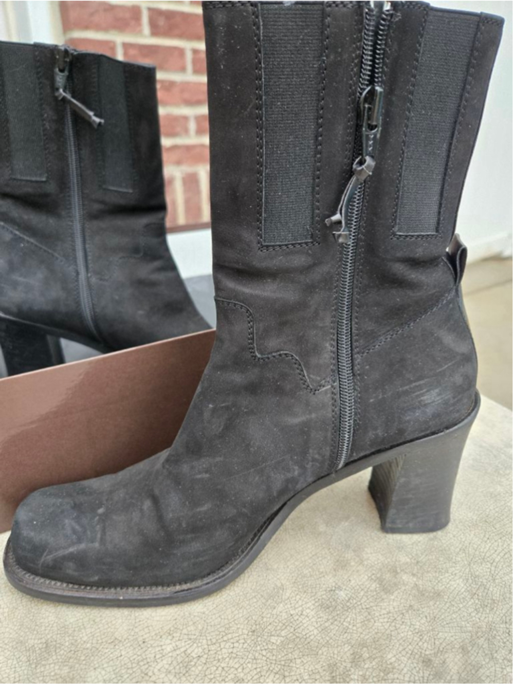 Women's Donald J Pliner Black Suede Heeled Boots Size 7.5